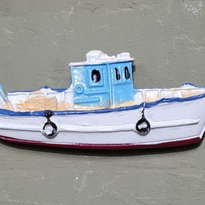 Halászbárka, hajó, csónak, öntapadós, nyári dekorációs figura, 9cm - Meska.hu