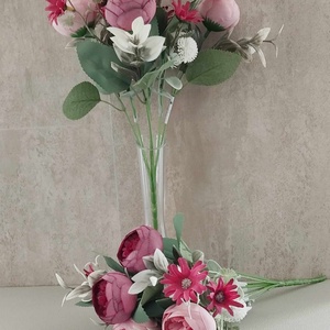 Peony, selyem virágcsokor, 7 ágú, kis virágokkal, díszítőkkel, több színben, 30cm - Meska.hu