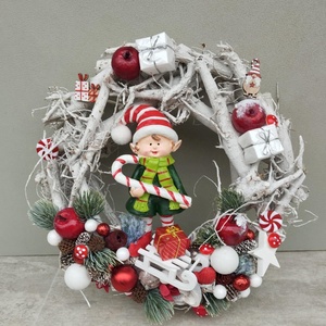 Adventi ajtódísz, ajtókopogtató, koszorú - Manós, 30cm - Meska.hu