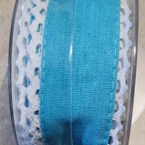 Textilszalag, csipkésszélű, türkiz, dekorációs kiegészítő, 5cm - Meska.hu
