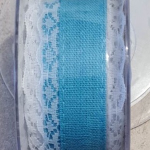 Textilszalag, csipkés szélű, türkiz, dekorációs alapanyag, 3,5cm - Meska.hu