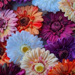 Gerbera selyem virágfej, művirág, dekorációs alapanyag, 12cm - Meska.hu