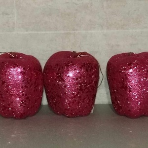  Alma, glitteres, karácsonyi dekorációs alapanyag, 10cm hungarocell, akasztható - Meska.hu