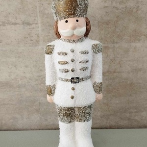 Diótörő katona, fehér, arany, karácsonyi dekorációs kerámia figura, 2 féle, 18cm - Meska.hu