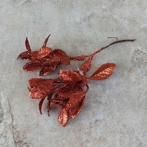 Babérleveles pick, glitteres, karácsonyi dekor műnövény, 3 ágú, 15cm - kellékek & szerszámok - dekorációs kellékek - dekorfenyő - Meska.hu