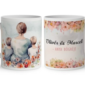 Kérd a neveddel - Anya és két fia mintás bögre, Otthon & Életmód, Konyhafelszerelés, tálalás, Tálalás, Bögre & Csésze, , MESKA