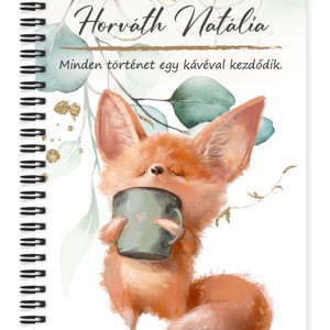 Személyre szabható - Fox Coffee mintás A5-ös füzet, Otthon & Életmód, Papír, írószer, Jegyzetfüzet & Napló, , MESKA