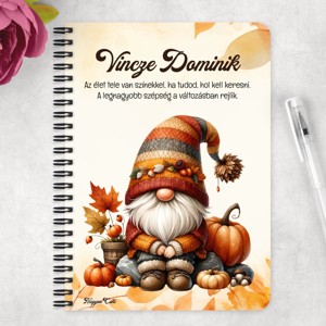 Személyre szabható - Őszi manó és a tök őszi manó mintás A6-os füzet - otthon & életmód - papír, írószer - jegyzetfüzet & napló - Meska.hu
