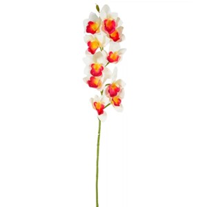 Gumi orchidea ág  - bordó-krém, Kellékek & szerszámok, Dekorációs kellékek, Virágfej, , MESKA