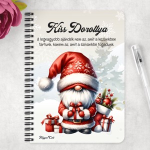 Személyre szabható -Karácsonyi manó sok-sok ajándékkal mintás A6-os füzet - otthon & életmód - papír, írószer - jegyzetfüzet & napló - Meska.hu