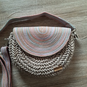 Horgolt, fedeles táska-homok színben , Táska & Tok, Kézitáska & válltáska, Vállon átvethető táska, Horgolás, MESKA