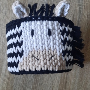 Zebra mintás tároló , Baba - mama, Babaszobabútor, Játéktároló, Horgolás, MESKA