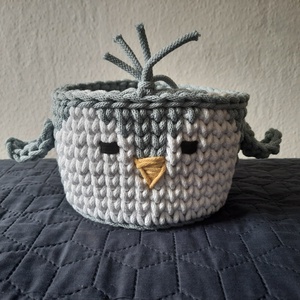 Pingvin mintás tároló , Baba - mama, Babaszobabútor, Játéktároló, Horgolás, MESKA