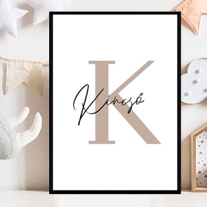 Minimalista monogramos újszülött poszter, Művészet, Grafika & Illusztráció, Digitális, Fotó, grafika, rajz, illusztráció, MESKA