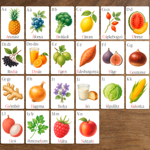 Ételek ABC kártyák, Művészet, Grafika & Illusztráció, Digitális, Fotó, grafika, rajz, illusztráció, MESKA