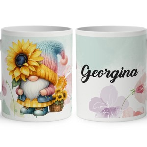 Névvel kérhető - Cuki napraforgós manó egy szál virággal mintás bögre, Otthon & Életmód, Konyhafelszerelés, tálalás, Tálalás, Bögre & Csésze, , MESKA