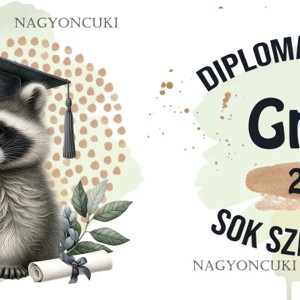 Névvel kérhető Mosómedve - 2026 évi Ballagásra mintás persely - otthon & életmód - dekoráció - asztal és polc dekoráció - persely - Meska.hu