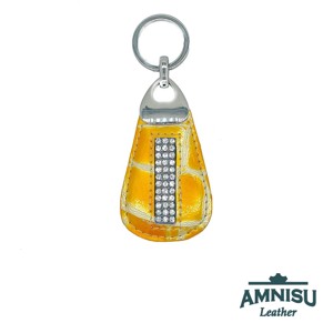 Sárga lakk krokkómintás csepp alakú swarovski köves kulcstartó H2010 - táska & tok - kulcstartó & táskadísz - kulcstartó - Meska.hu