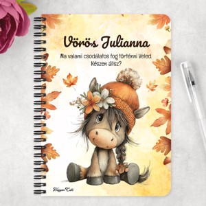 Személyre szabható - Cuki őszi póni csüccs mintás A6-os füzet - otthon & életmód - papír, írószer - jegyzetfüzet & napló - Meska.hu