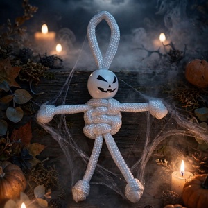 Kísértet ? pajti ? - fehér zsinór és festett fagolyó , Otthon & Életmód, Dekoráció, Halloween, Halloweeni figurák, Csomózás, MESKA