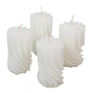 Kontúrozott hullámos henger gyertya 55x95 mm - fehér, Kellékek & szerszámok, Dekorációs kellékek, Dekorációs gyertya, , MESKA