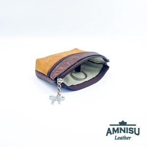 Sötétbarna - arany mintás kettő cipzáras kulcstartó B9001 - táska & tok - kulcstartó & táskadísz - kulcstartó - Meska.hu