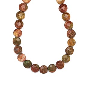 Wood lace stone fazettált kör 10-10,5x4,5-5mm, Kellékek & szerszámok, Ásvány alapanyag, Ásványfüzér, , MESKA