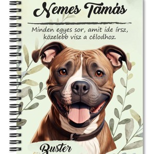 Személyre szabható - Staffordshire terrier portré mintás A5-ös füzet, Otthon & Életmód, Papír, írószer, Jegyzetfüzet & Napló, , MESKA
