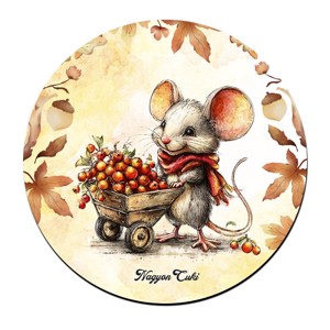 Cuki őszi gyűjtögető kisegér mintás pohár alátét, , , MESKA