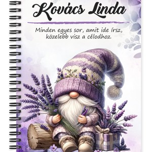 Személyre szabható - Levendulás manó csüccs mintás A5-ös füzet, Otthon & Életmód, Papír, írószer, Jegyzetfüzet & Napló, , MESKA