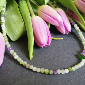Tulipános ásvány nyaklánc - ékszer - nyaklánc - gyöngyös nyaklánc - Meska.hu