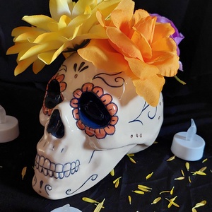 Kerámia koponya (Mexikói cukor koponya), Otthon & Életmód, Dekoráció, Halloween, Halloweeni asztaldísz, Agyagozás, Festett tárgyak, MESKA