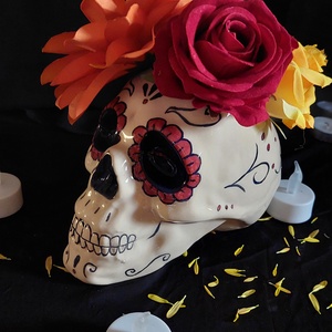 Kerámia koponya (Mexikói cukor koponya) - otthon & életmód - dekoráció - halloween - halloweeni asztaldísz - Meska.hu