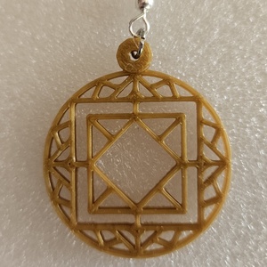 Modern, könnyű, mandala stílusú 3D�nyomtatott fülbevaló (arany, nikkelmentes akasztóval) - ékszer - fülbevaló - lógó fülbevaló - Meska.hu