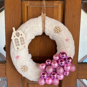 Pink Christmas karácsonyi ajtódísz, Karácsony, Karácsonyi lakásdekoráció, Karácsonyi ajtódíszek, Mindenmás, MESKA