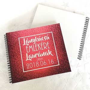 Lánybúcsú ajándék emlékkönyv - Rózsazín Prémium egyedi album - emlék a menyasszonynak - füzet / napló - 21x19cm - esküvő - lánybúcsú - Meska.hu