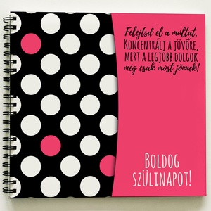 Névre Szóló PRÉMIUM PINK Fekete pöttyös ajándék emlékkönyv - Rózsaszín egyedi design album / napló / füzet - 21x19cm - könyv & zene - könyv - Meska.hu