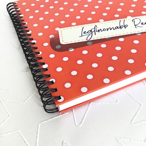 Receptkönyv ajándék piros pöttyös  - Megható ajándékötlet - emlék unokának / nagylányodnak - füzet / napló - 21x19cm - otthon & életmód - papír, írószer - jegyzetfüzet & napló - Meska.hu