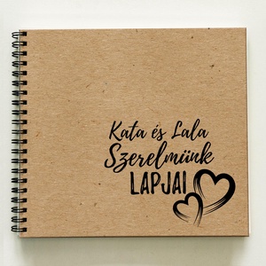 Ajándék a párodnak - Szerelmünk lapjai Prémium egyedi album - emlékkönyv - füzet / napló - 21x19cm / natúr-fekete, Otthon & Életmód, Papír, írószer, Album & Fotóalbum, Fotó, grafika, rajz, illusztráció, Könyvkötés, MESKA