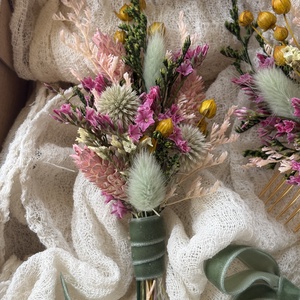 Szárazvirág fejdísz szett - esküvő - hajdísz - fejkoszorú - Meska.hu