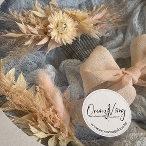 Szárazvirág fejdísz szett - esküvő - hajdísz - fejkoszorú - Meska.hu