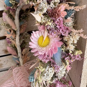 Szárazvirág fejdísz szett, Esküvő, Hajdísz, Fejkoszorú, Virágkötés, MESKA