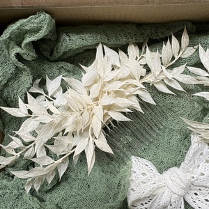 Szárazvirág fejdísz szett - esküvő - hajdísz - fejkoszorú - Meska.hu