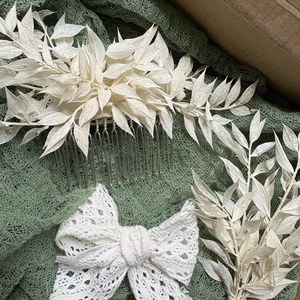 Szárazvirág fejdísz szett - esküvő - hajdísz - fejkoszorú - Meska.hu