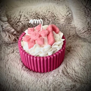 Karácsonyi gyertyadísz pink cupcake - Meska.hu