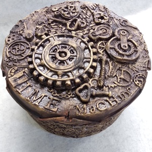 Steampunk 19 cm-es; kerek, fém doboz - otthon & életmód - tárolás & rendszerezés - doboz - Meska.hu