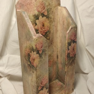 Rózsa mintás, 30 cm-es, fa papírzsebkendő tartó - otthon & életmód - tárolás & rendszerezés - zsebkendőtartó - Meska.hu