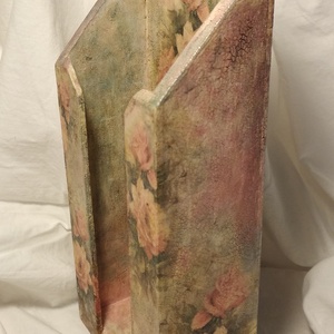 Rózsa mintás, 30 cm-es, fa papírzsebkendő tartó - otthon & életmód - tárolás & rendszerezés - zsebkendőtartó - Meska.hu