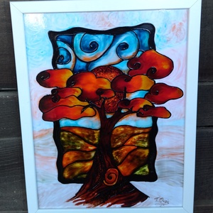 Őszi fa; 30x40 cm-es; keretes plexi kép - otthon & lakás - dekoráció - kép & falikép - Meska.hu