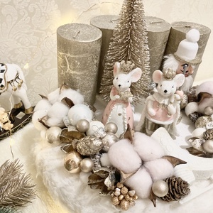 Arany fehér diótörő szőrmés adventi koszorú - karácsony - adventi díszek - adventi koszorú - Meska.hu